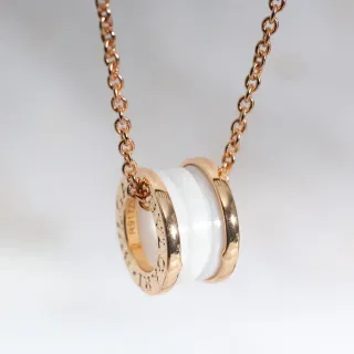 Bvlgari B.zero1 قلادة من السيراميك الأبيض والذهب الوردي