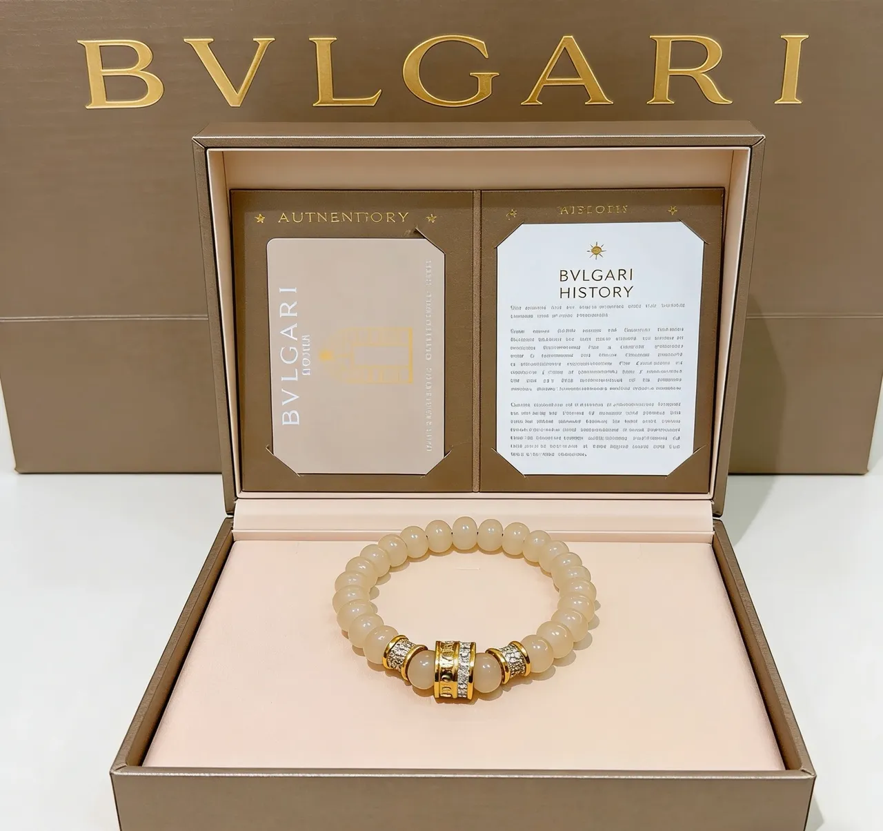 Bvlgari Beige Gold Beaded Hardware Bracelet 2