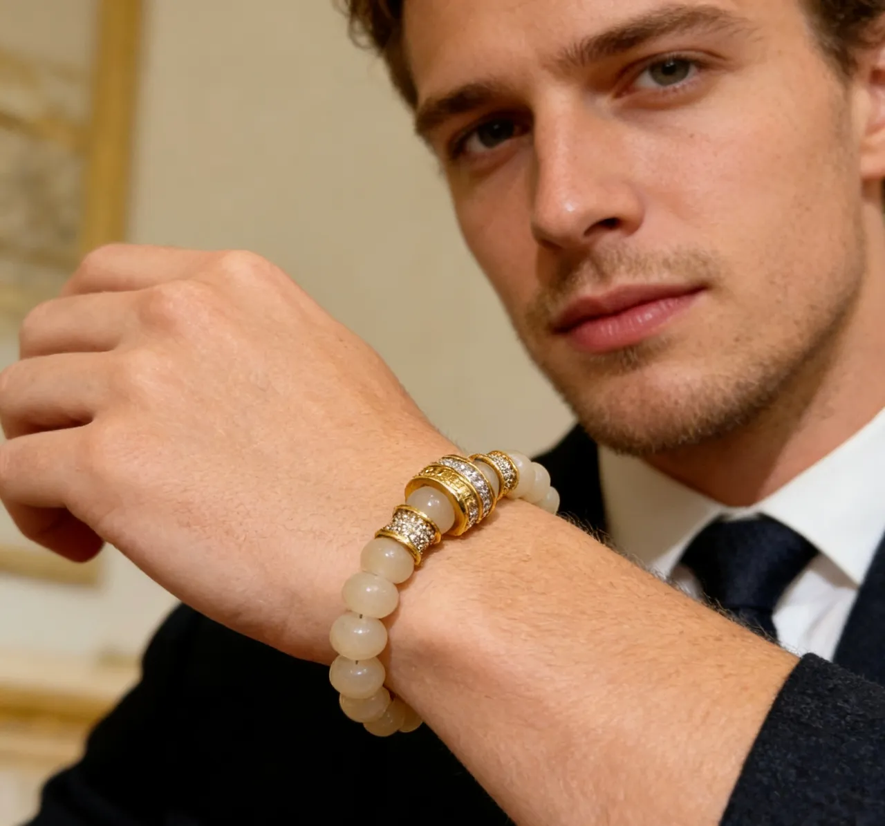 Bvlgari Beige Gold Beaded Hardware Bracelet 6