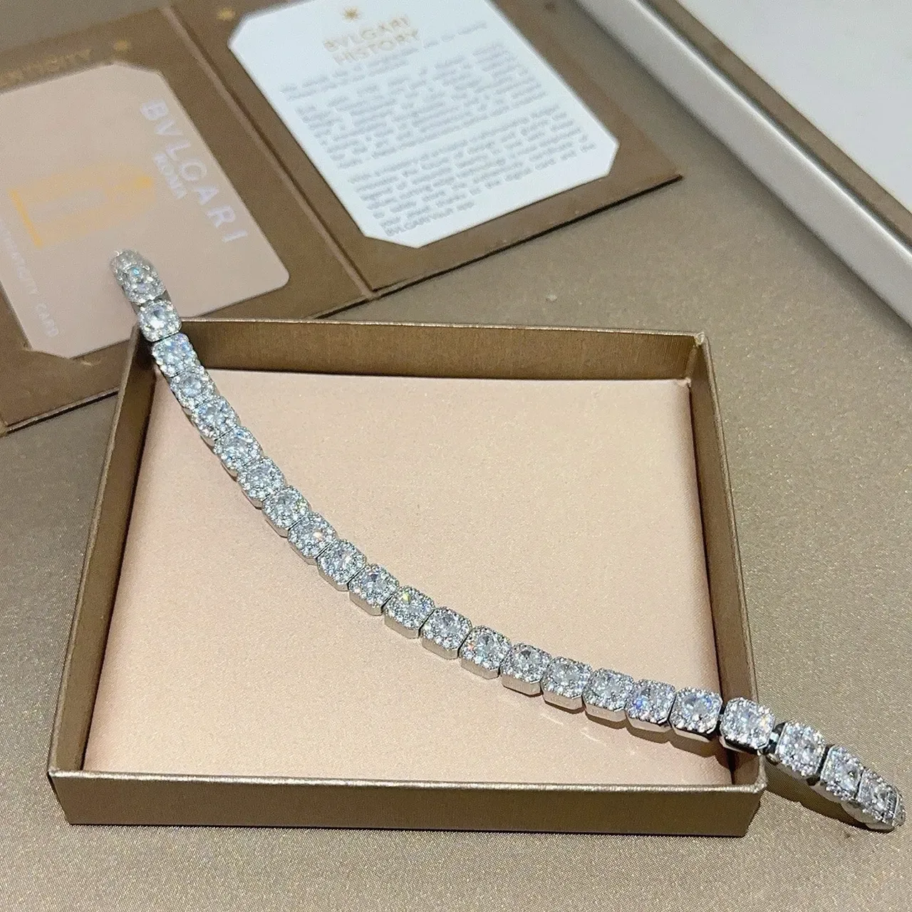 Bvlgari Diamond Halo Square-Cut Rigid Bangle Bracelet 2