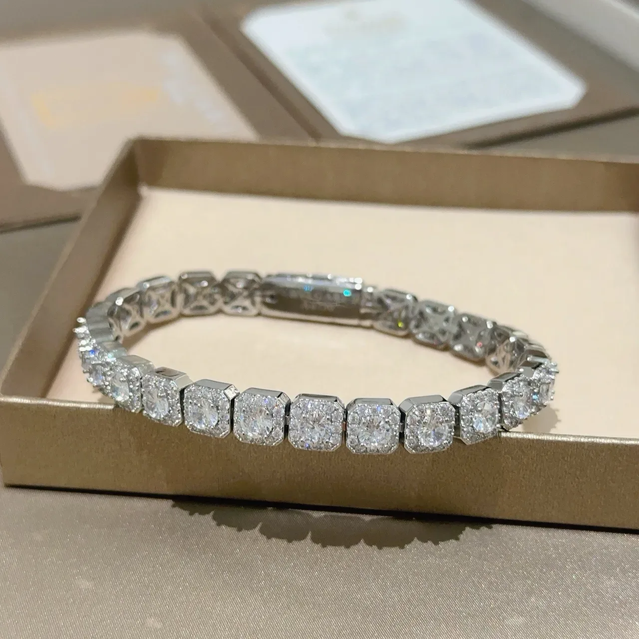 Bvlgari Diamond Halo Square-Cut Rigid Bangle Bracelet 6