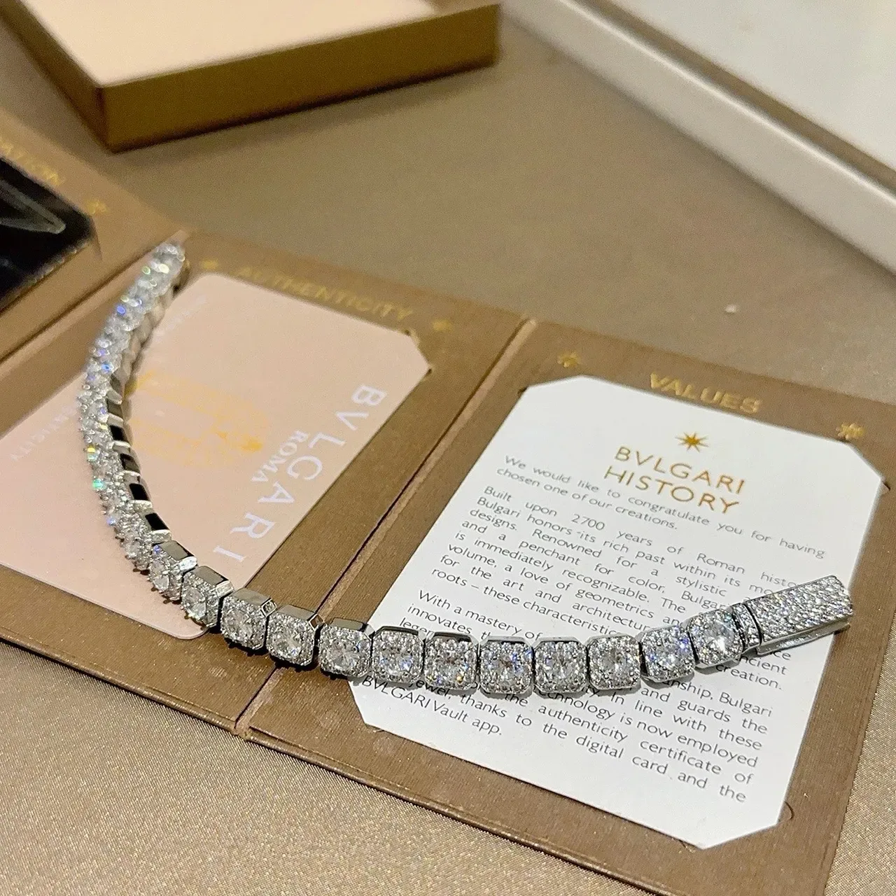 Bvlgari Diamond Halo Square-Cut Rigid Bangle Bracelet 9