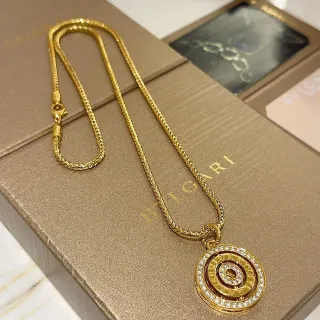 Bvlgari Gold Silver Braided Chain Multi-Tiered Spiral Pendant Necklace