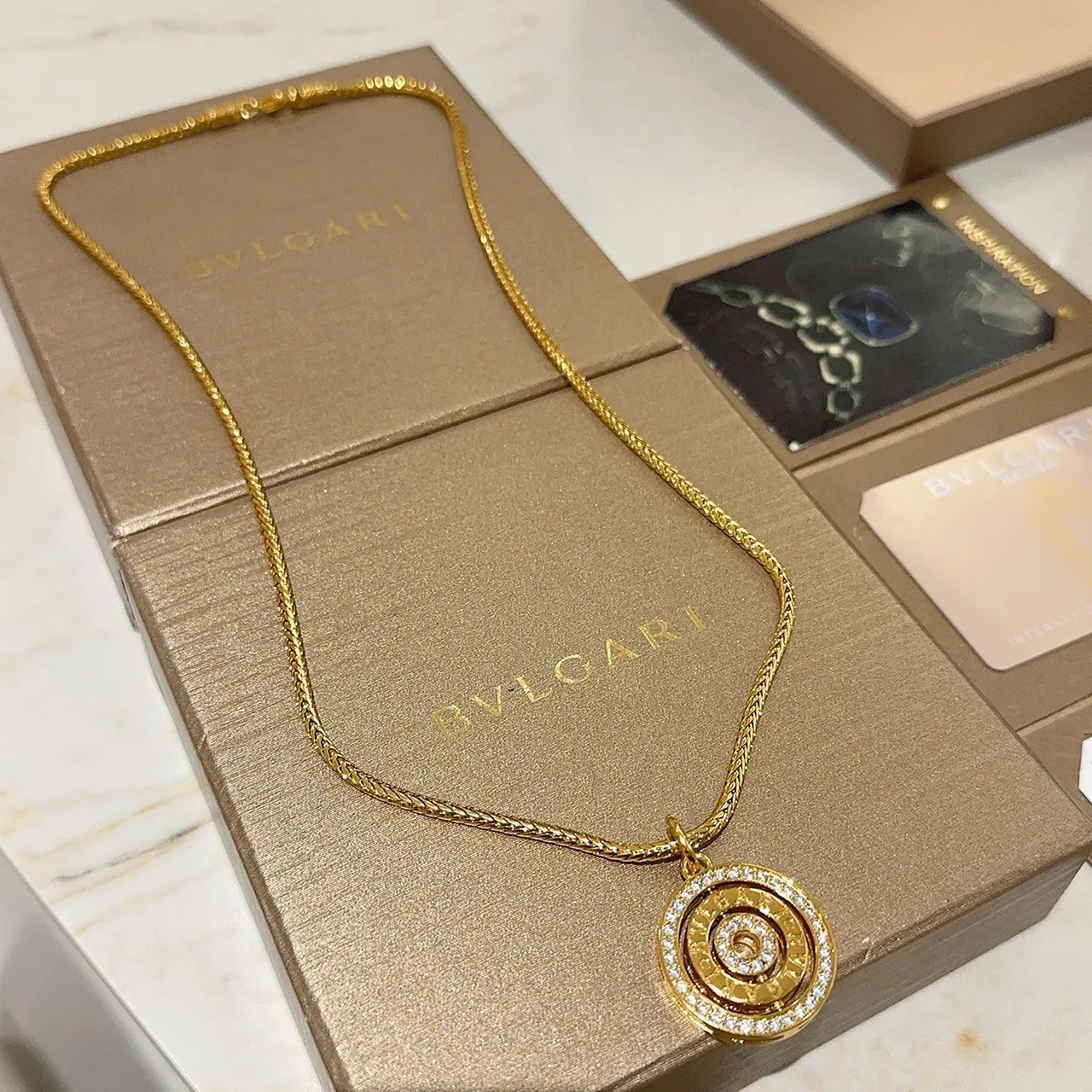 Bvlgari Gold Silver Braided Chain Multi-Tiered Spiral Pendant Necklace 4