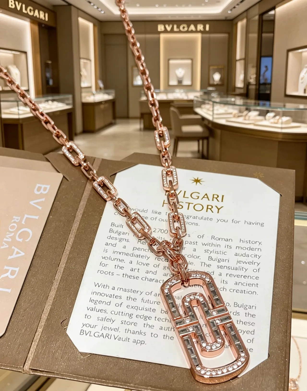 Bvlgari Gold Transparent Rose Pavé-Set Diamonds Necklace 4