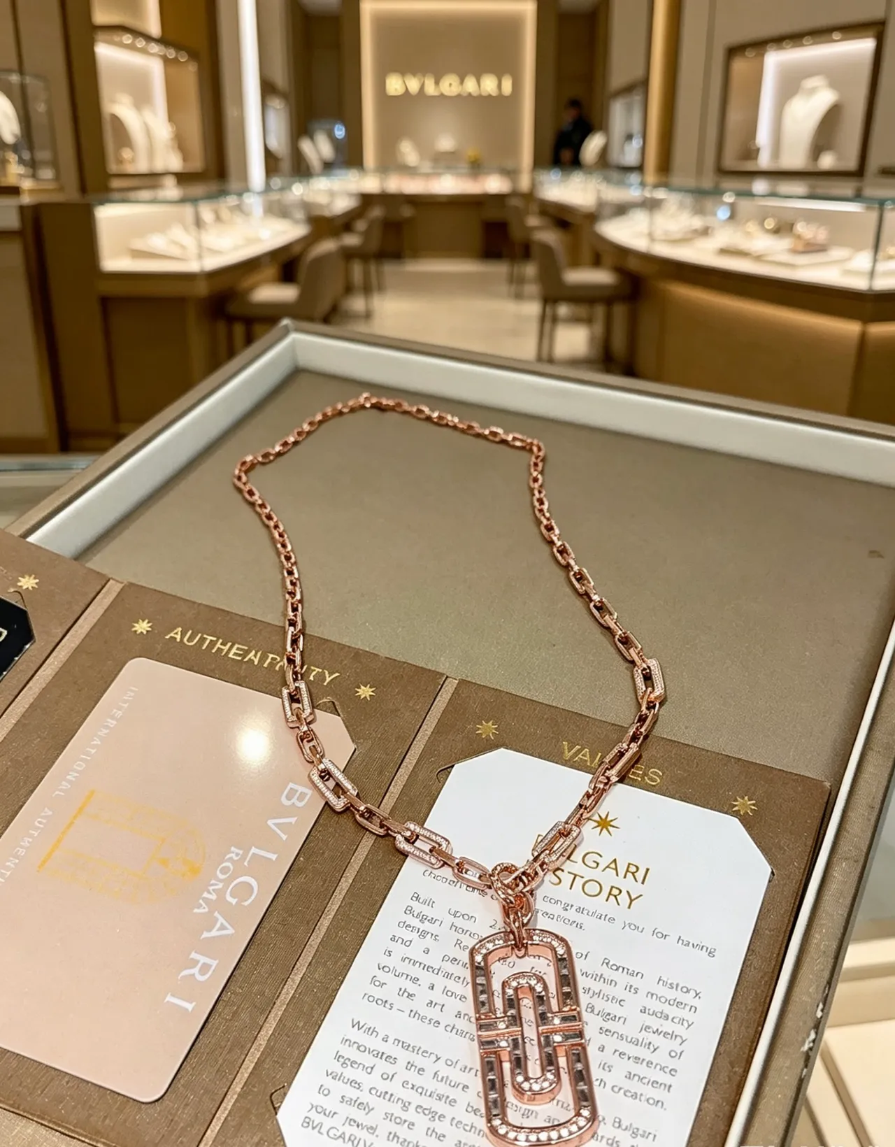Bvlgari Gold Transparent Rose Pavé-Set Diamonds Necklace 6