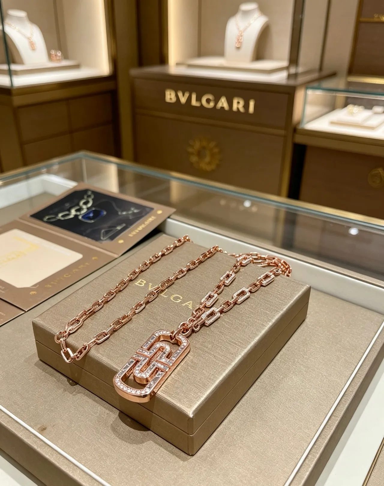 Bvlgari Gold Transparent Rose Pavé-Set Diamonds Necklace 9