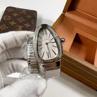 Bvlgari Serpenti 泪滴钻石表圈 银色机械手表