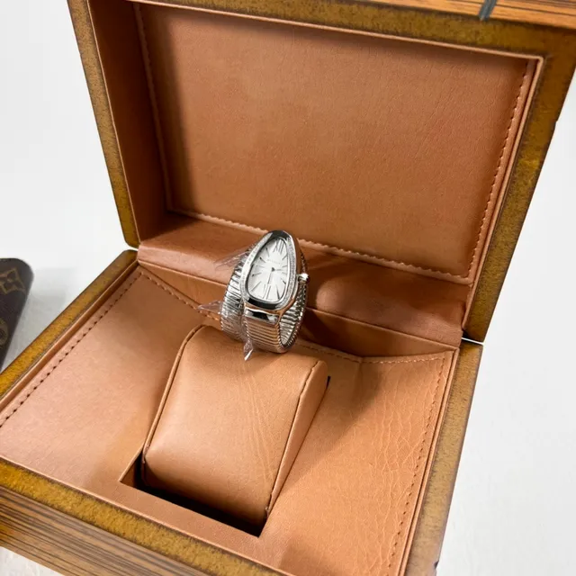Bvlgari Serpenti आँसू आकार के हीरे का बेजल चांदी यांत्रिक घड़ी 5