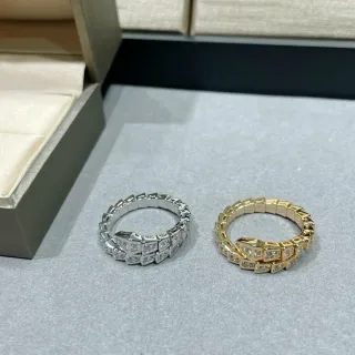 Bvlgari Serpenti Viper فضة ذهب مفصلي ثعباني Pavé-Set الماس خاتم