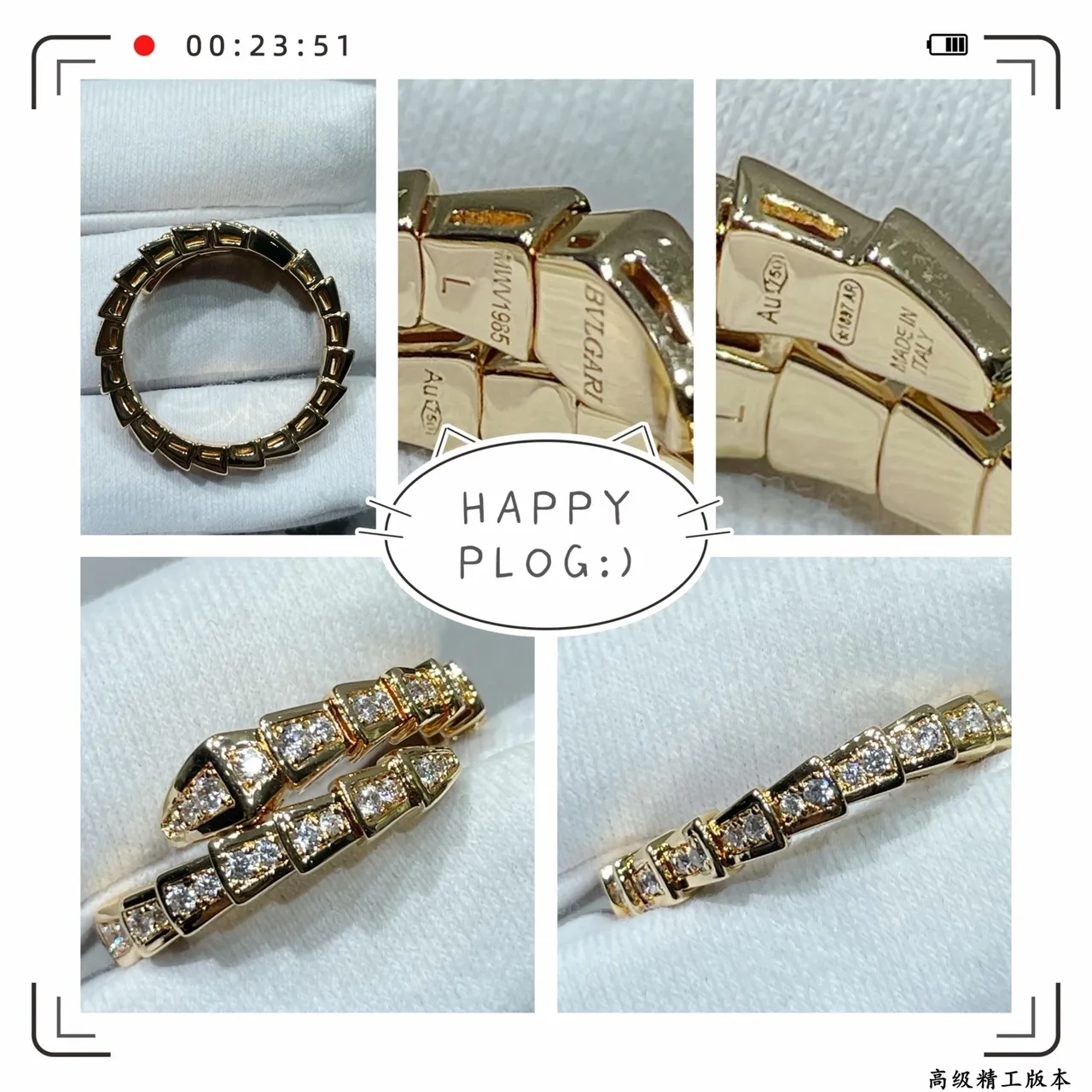 Bvlgari Serpenti Viper Plata Oro Articulado Serpentina Pavé-Set Diamantes Anillo 2