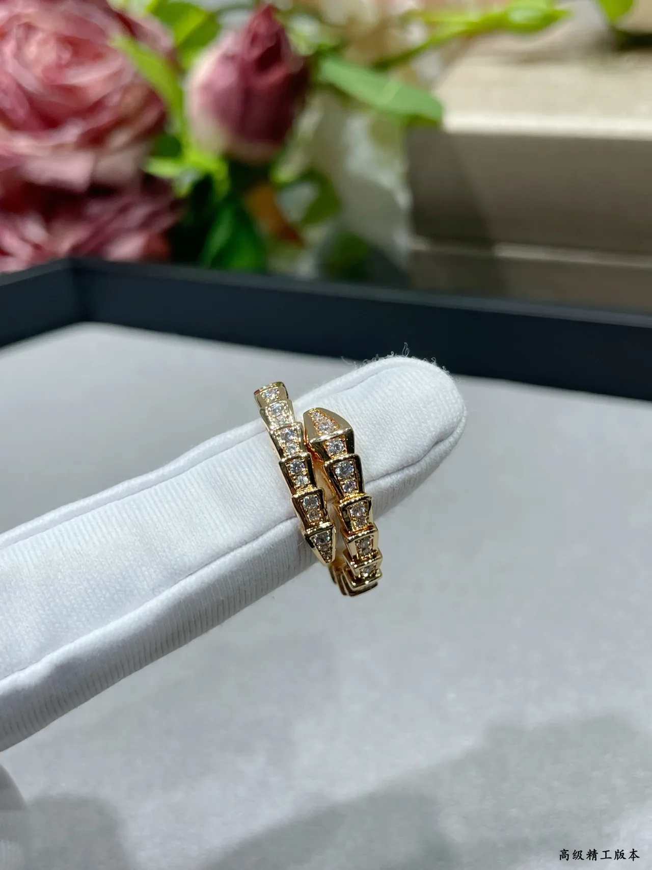 Bvlgari Serpenti Viper Plata Oro Articulado Serpentina Pavé-Set Diamantes Anillo 6