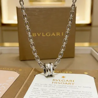 Bvlgari فضة بيضاء متشابك ثلاث حلقات تعليقة ماس بافيه سلسلة تعليقة