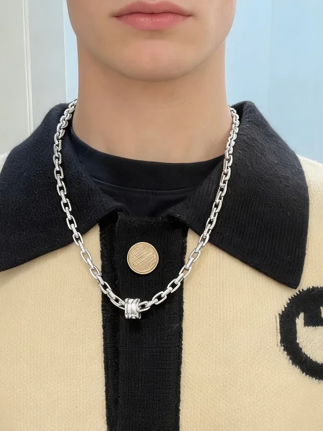 Bvlgari Argent Blanc Pendentif Interlocking Triple-Ring Diamants Pavé Chaîne Collier 3
