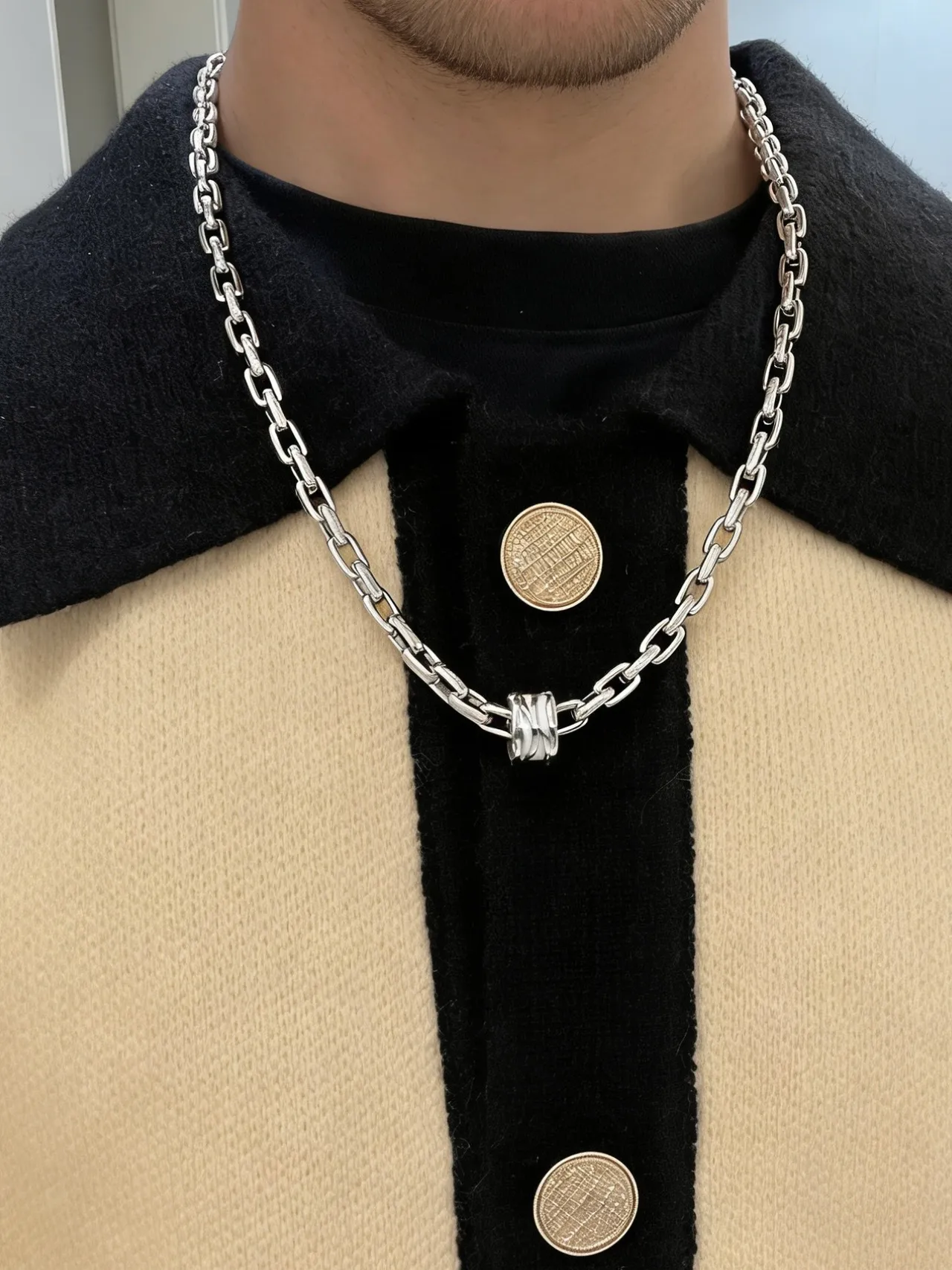 Bvlgari Argent Blanc Pendentif Interlocking Triple-Ring Diamants Pavé Chaîne Collier 8