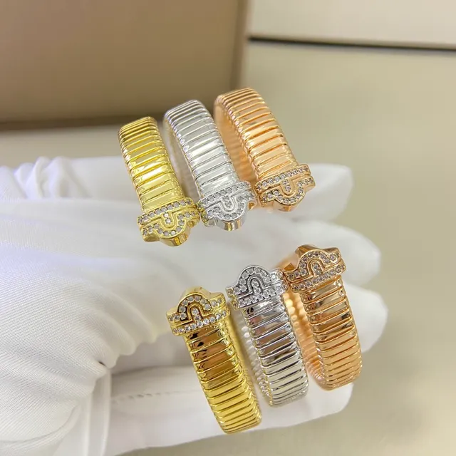 Bvlgari Tubogas سوار ذهب أصفر ذهب أبيض Pavé حجر إغلاق سوارات 3