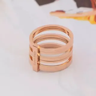 Calvin Klein Multi-Band Rose Gold Engraved Ring