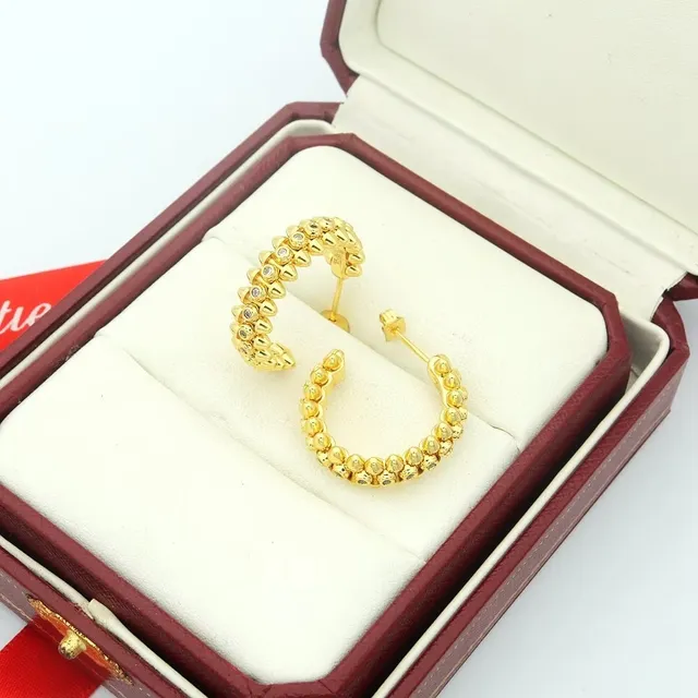 Cartier أقراط ذهب فضة بإعداد جواهر مرصعة وخرز 3