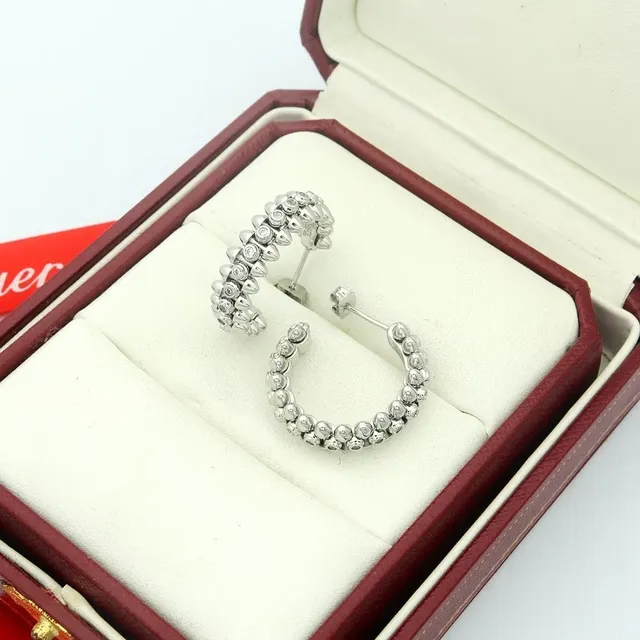 Cartier أقراط ذهب فضة بإعداد جواهر مرصعة وخرز 5