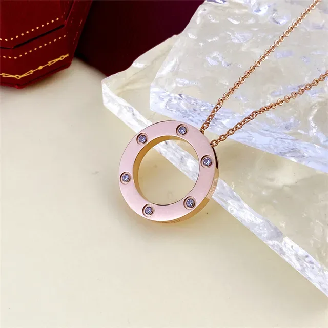Cartier Love Circular Open Ring Bezel-Set Stone Necklace 2