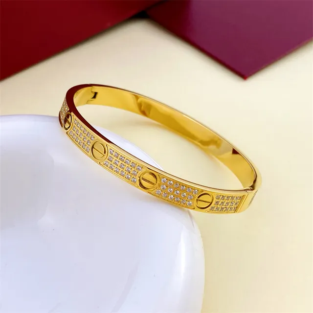 Bracelet Cartier Love Or Argent Pavé-Set Motif à vis 2