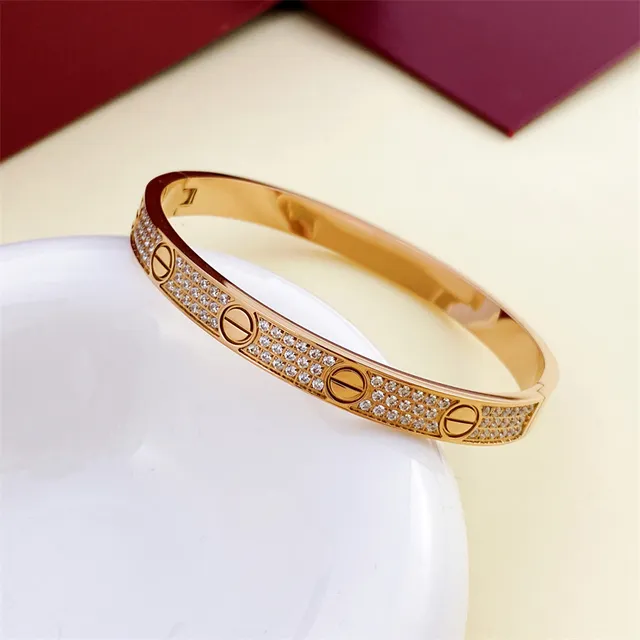 Bracelet Cartier Love Or Argent Pavé-Set Motif à vis 3
