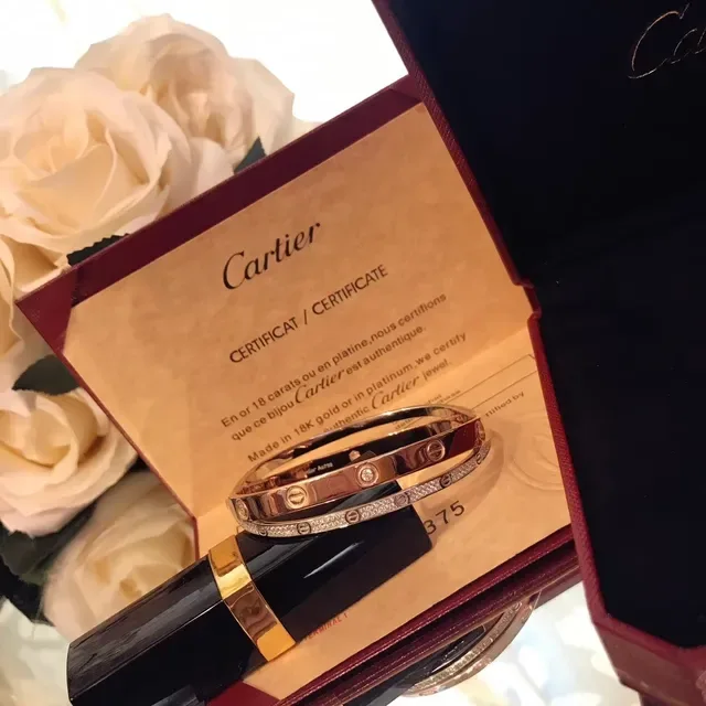 Cartier Love Rose Gold Pavé Diamond Screw Motif Bracelet 6