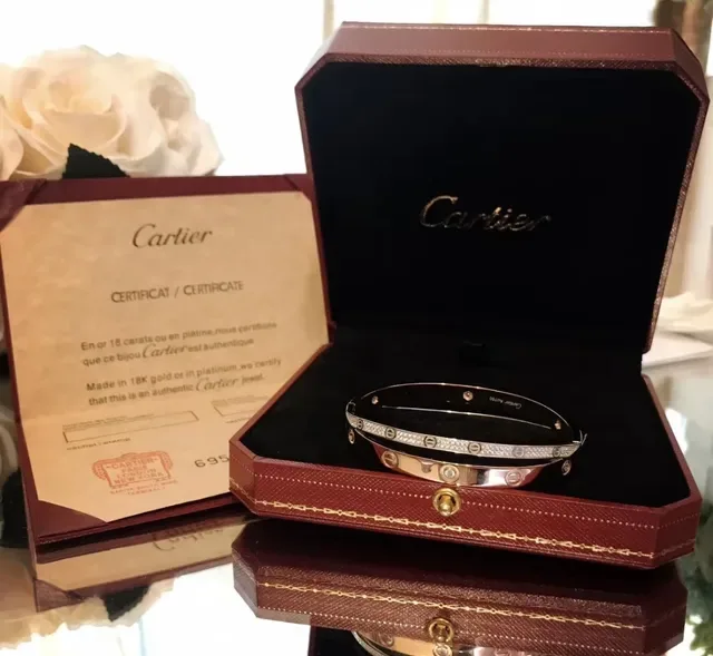 Cartier Love Rose Gold Pavé Diamond Screw Motif Bracelet 9