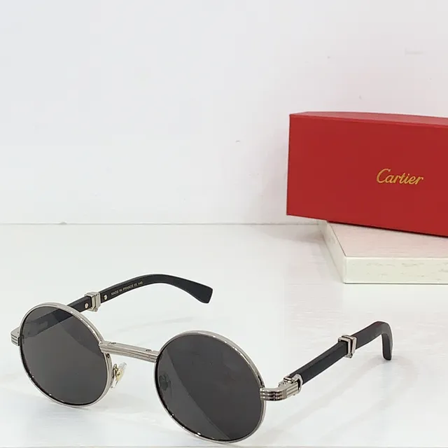 Cartier Óculos de Sol Redondos de Acetato em Ouro e Marrom 5