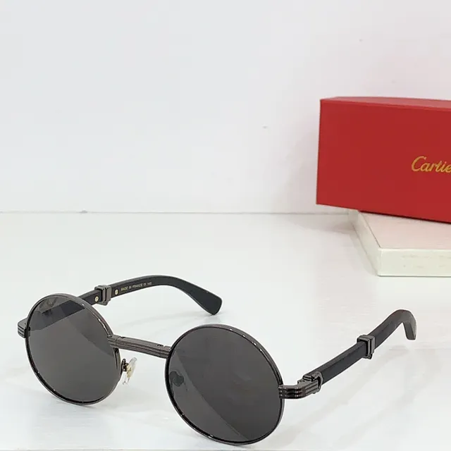 Cartier Óculos de Sol Redondos de Acetato em Ouro e Marrom 6
