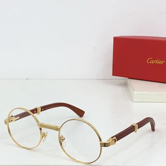 Cartier Óculos de Sol Redondos de Acetato em Ouro e Marrom 8