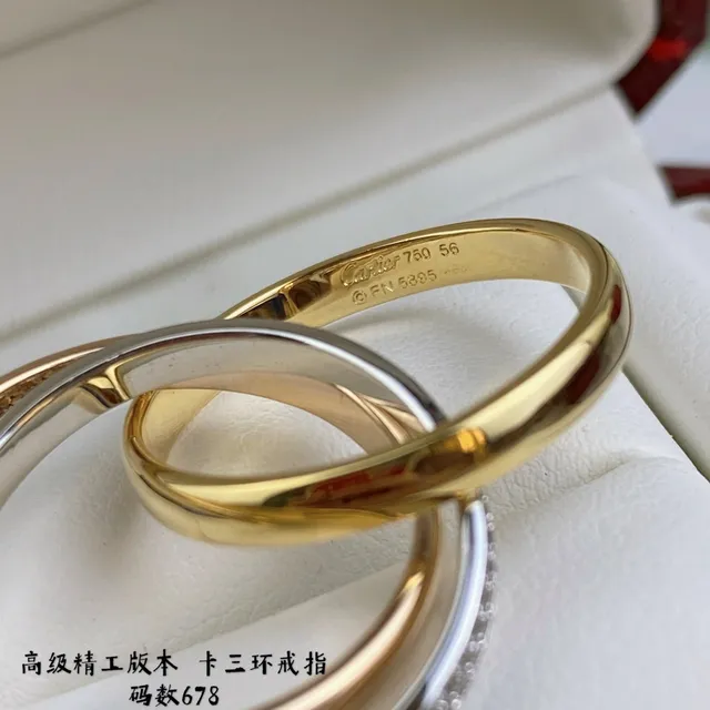 Anel Cartier Trinity Ouro Prata Triple-Interlocking Bands Pavé Diamante Anel de Banda 3