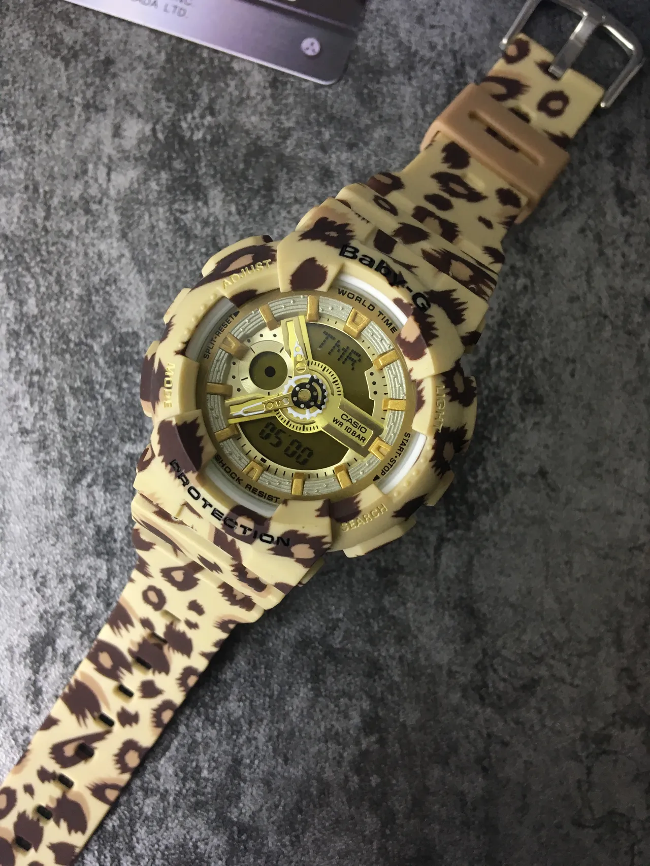 Casio Beige Brown Leopard-Print Resin Case Gold-Tone Hardware Watch 5