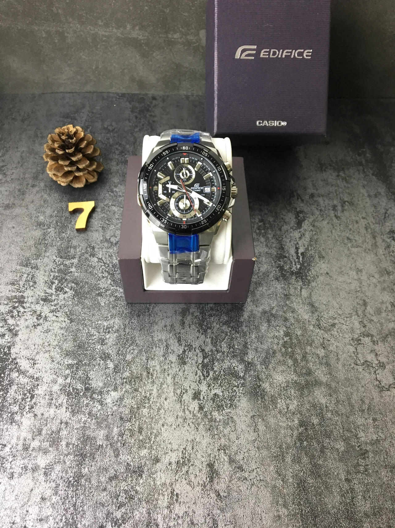 Casio Black Blue Chronograph Tachymeter Bezel Watch 2