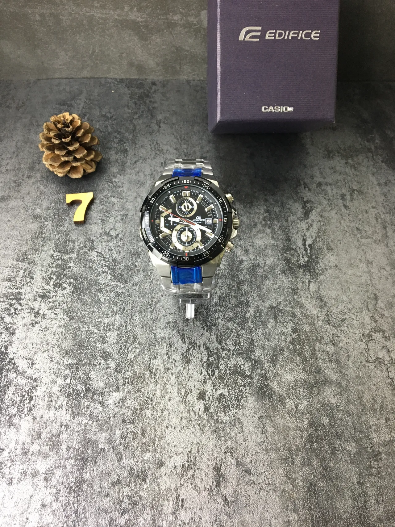 Casio Black Blue Chronograph Tachymeter Bezel Watch 6