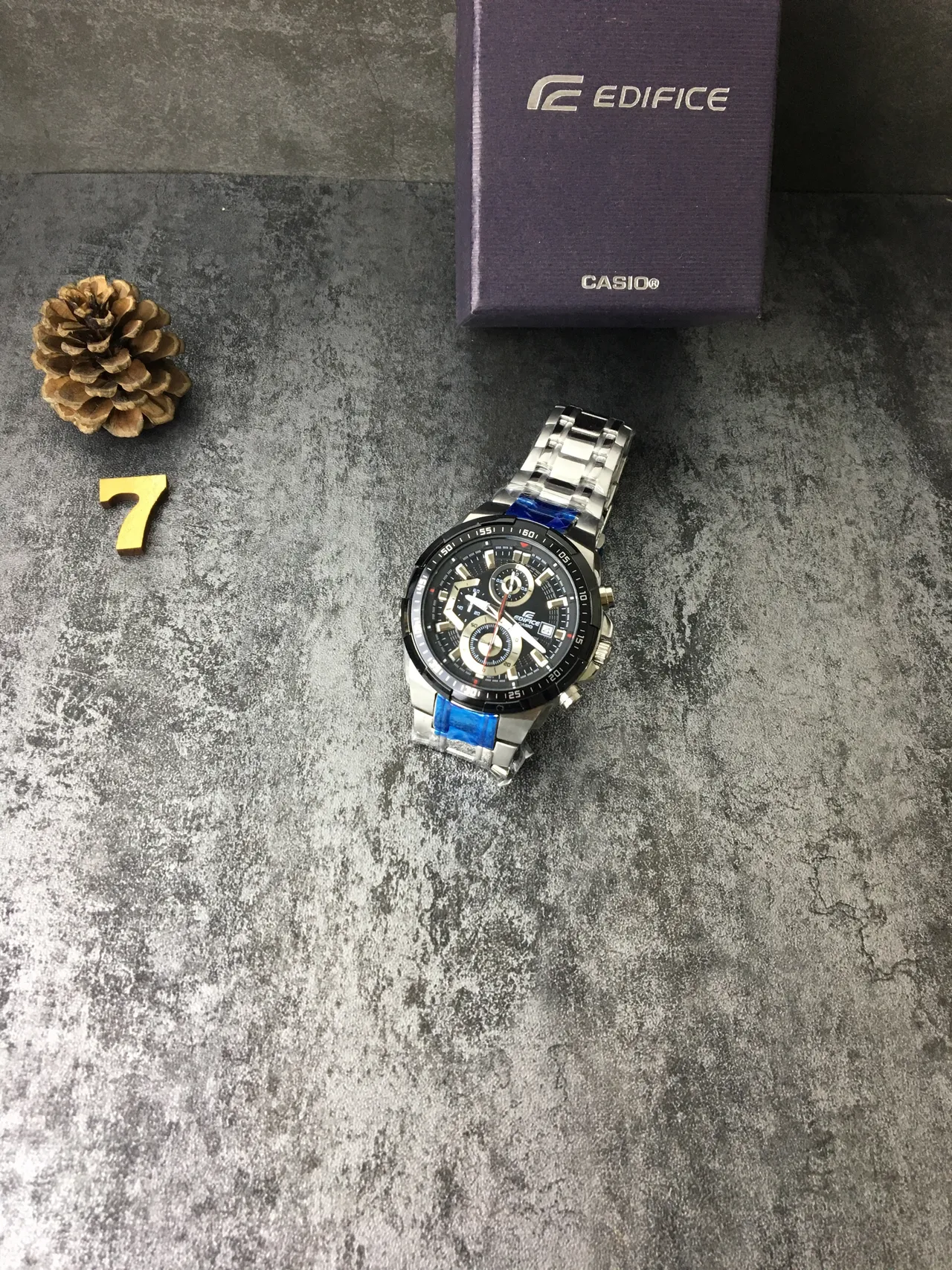 Casio Black Blue Chronograph Tachymeter Bezel Watch 7
