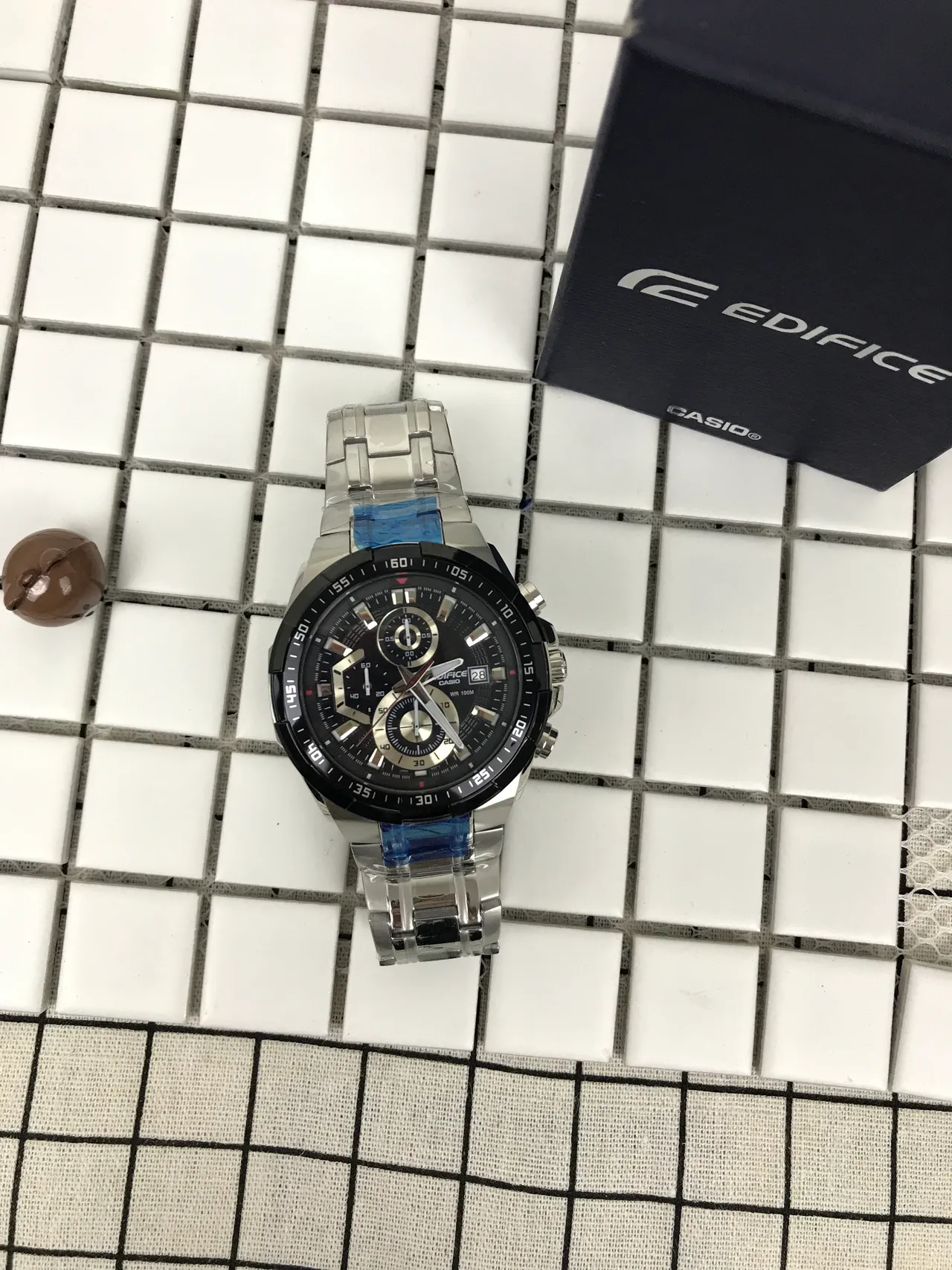 Casio Black Blue Chronograph Tachymeter Bezel Watch 8
