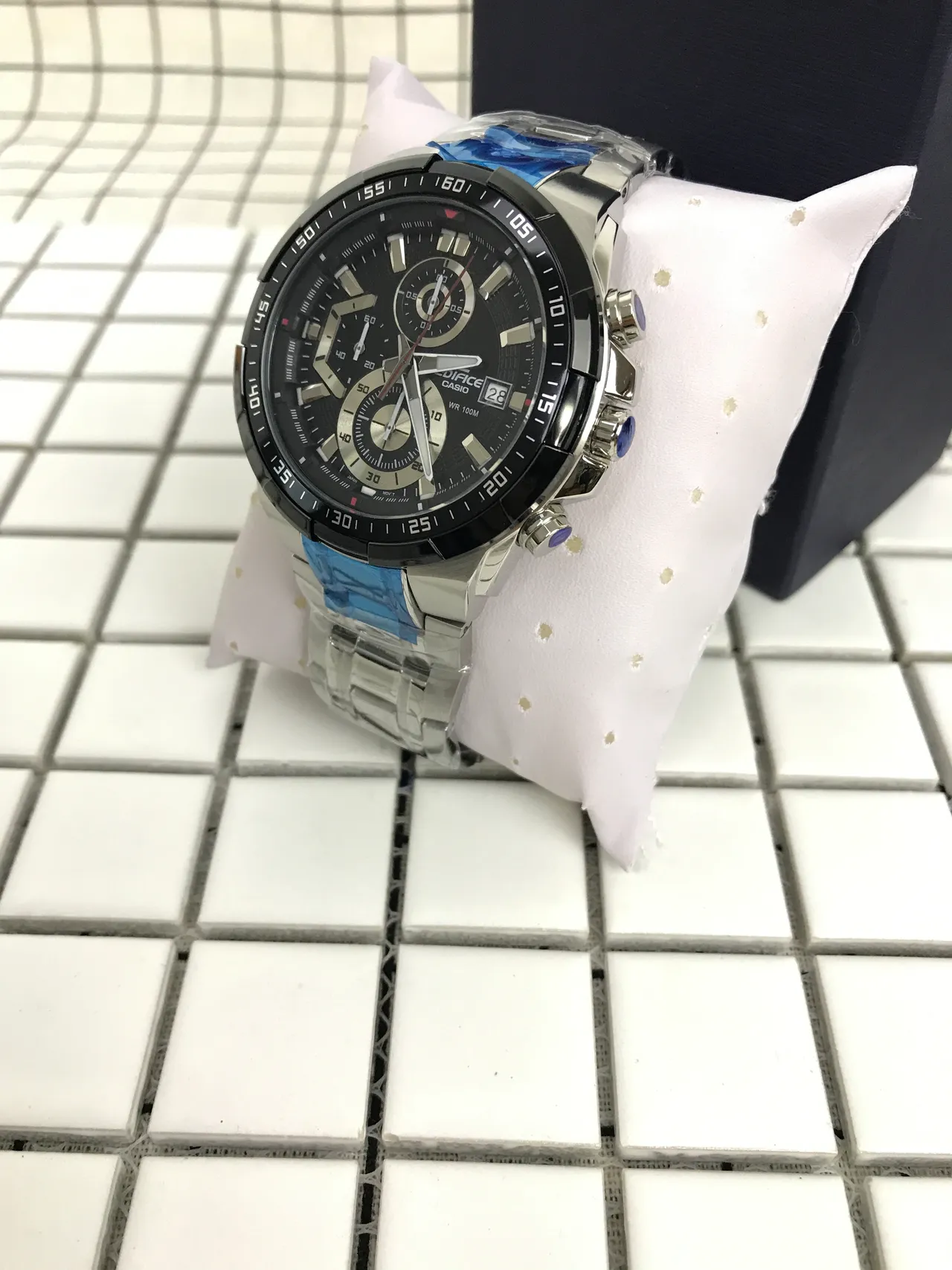 Casio Black Blue Chronograph Tachymeter Bezel Watch 10