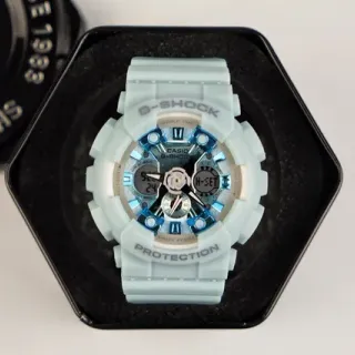 Casio Blue White Resin Case Layered Analog-Digital Dial Watch