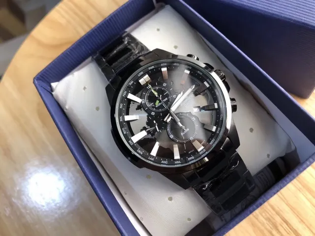 Casio EDIFICE क्रोनोग्राफ विश्व समय काला खेल वॉच 5