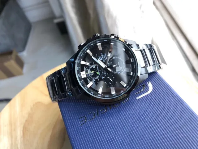 Casio EDIFICE क्रोनोग्राफ विश्व समय काला खेल वॉच 8