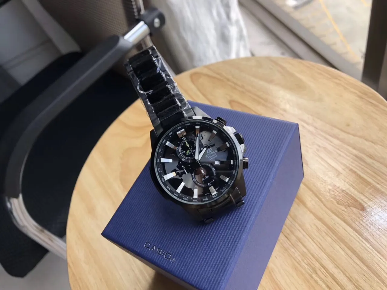 Casio EDIFICE क्रोनोग्राफ विश्व समय काला खेल वॉच 9