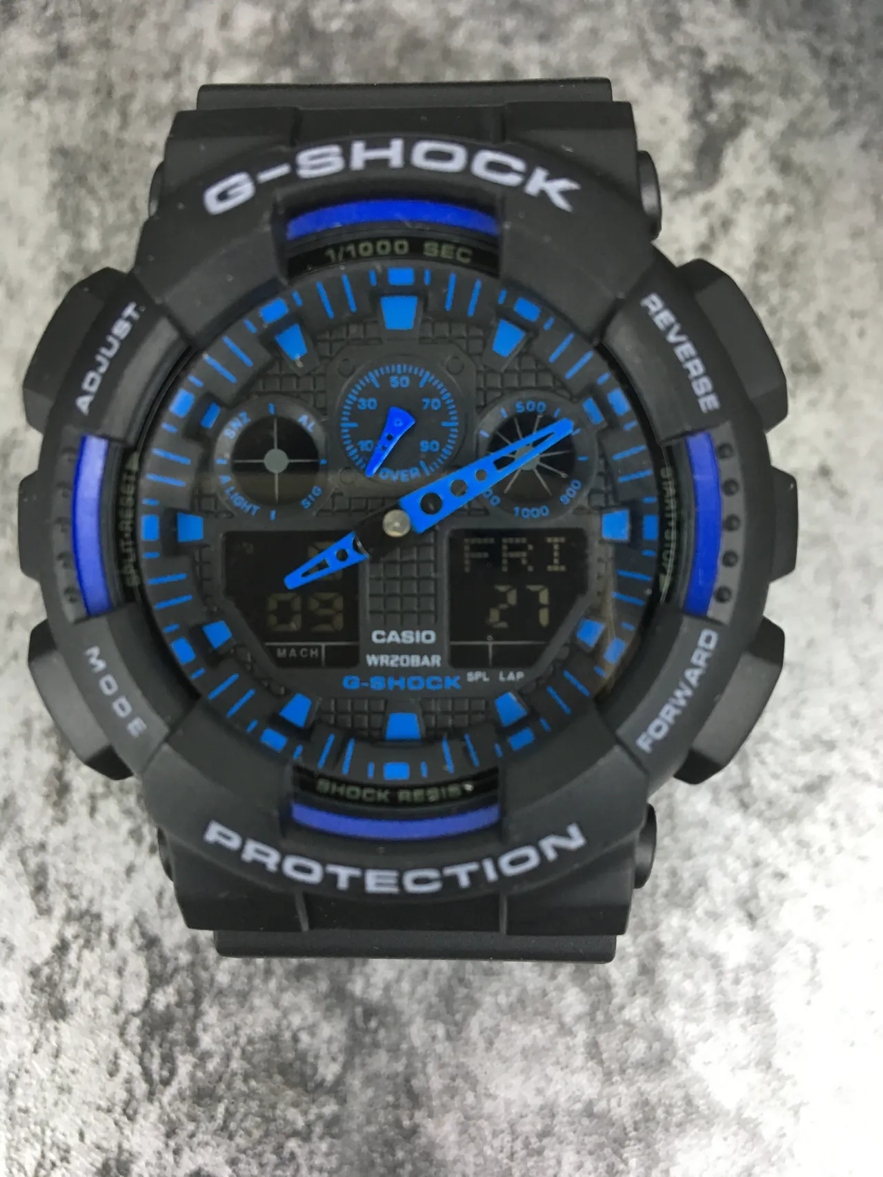 Casio G-Shock GA-100 Black and Blue Sports Watch 2