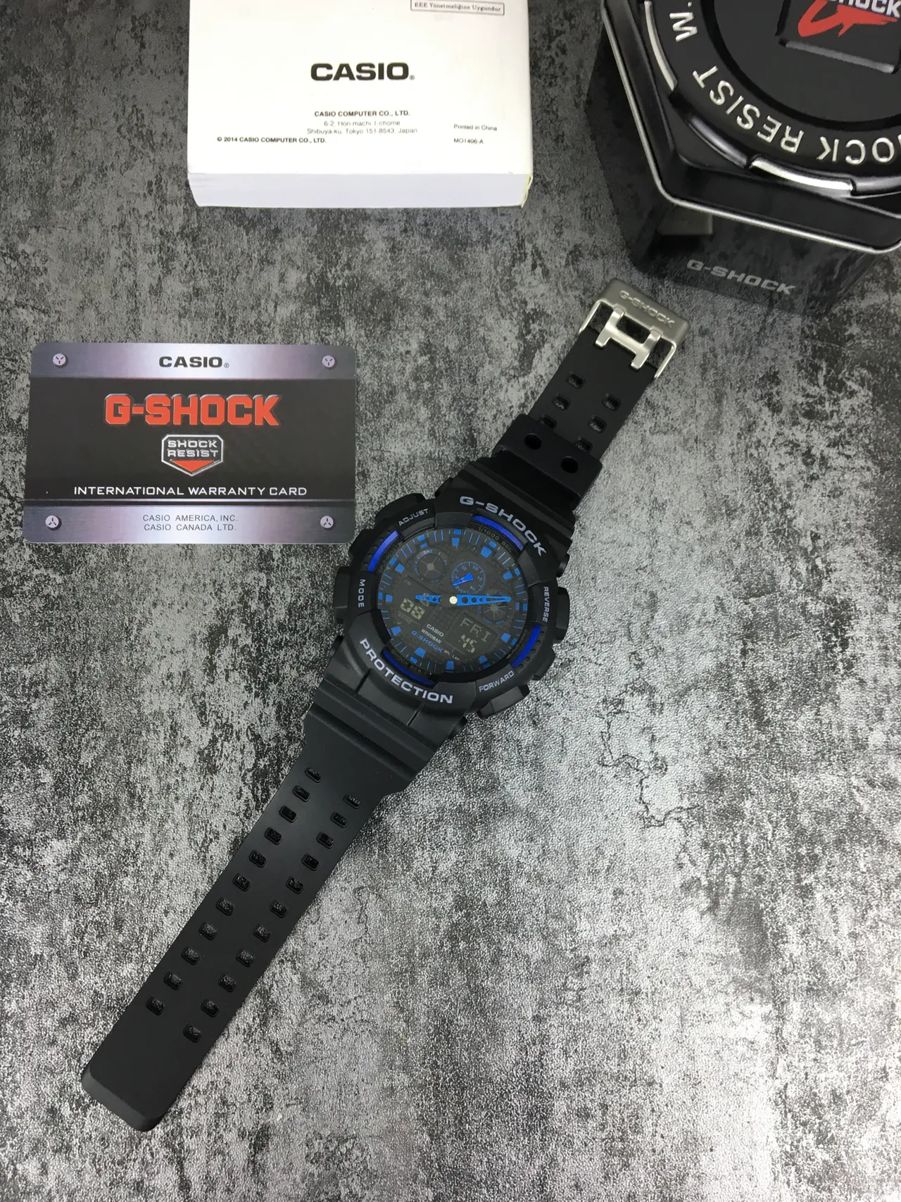 Casio G-Shock GA-100 Black and Blue Sports Watch 7