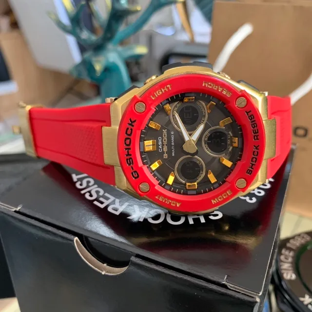Casio G-Shock GA-2100 Multi Band 6 Red and Gold Sports Watch 4