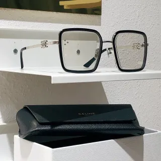 Celine Ava Black Silver Square Oversized Frame Acetate Rim Optical Glasses