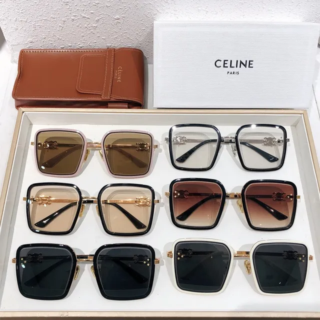 Celine Ava أسود فضي مربع كبير إطار إسيتات ريم نظارات بصرية 3