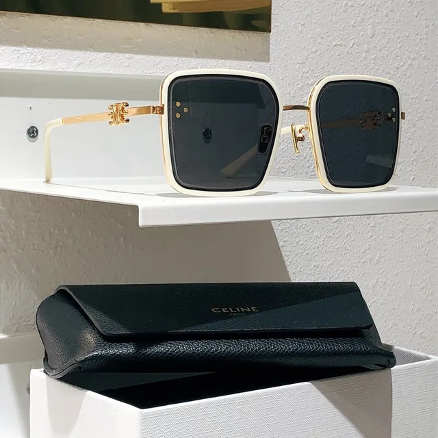 Celine Ava أسود فضي مربع كبير إطار إسيتات ريم نظارات بصرية 6