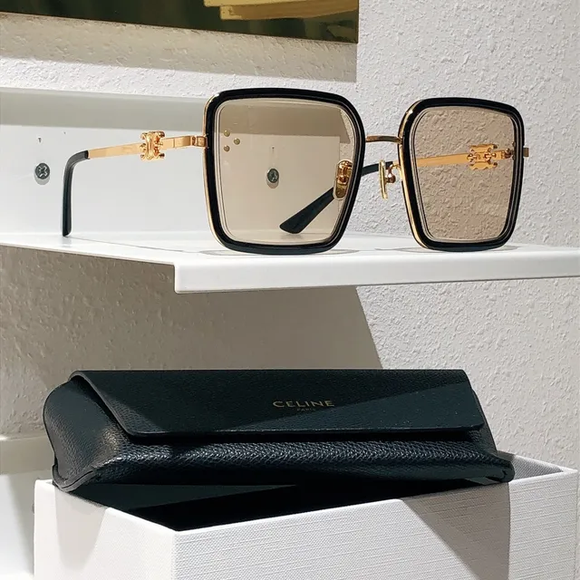 Celine Ava أسود فضي مربع كبير إطار إسيتات ريم نظارات بصرية 7