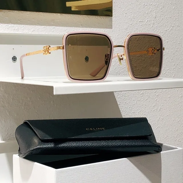 Celine Ava أسود فضي مربع كبير إطار إسيتات ريم نظارات بصرية 8